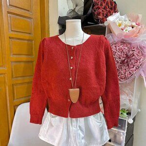 Cute Red Cropped Cardigan Sweater ❤️